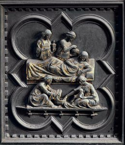 La nascita di San Giovanni Battista, quarto pannello delle porte sud del Battistero di San Giovanni, 1336